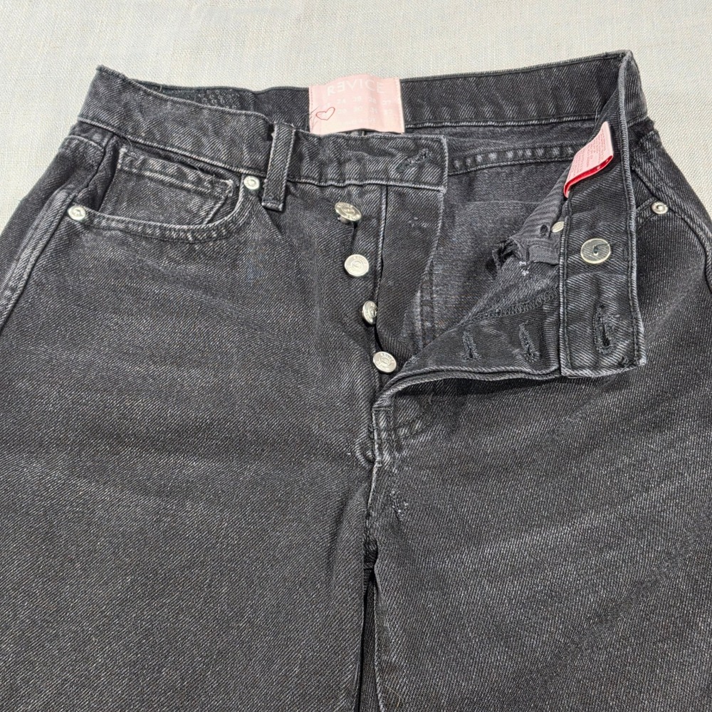 Revice Denim Jeans Womens 28 Black Excellent Button Fly Straight Leg High Rise